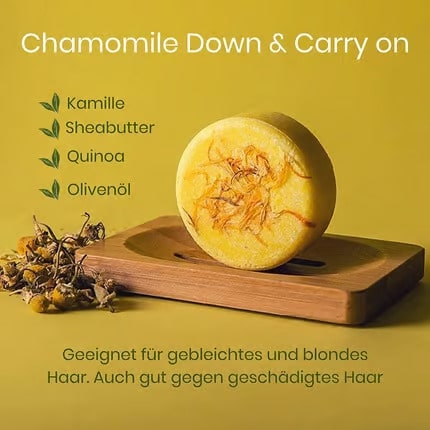 Στερεό σαμπουάν μαλλιών"Vegan Shampoo Bar Chamomile Down & Carry On" - 70g - Image 5
